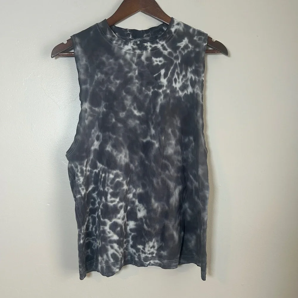 Lululemon All Yours Tank Top Womens‎ 8 Black Grey Tie Dye Marble Muscle Tee